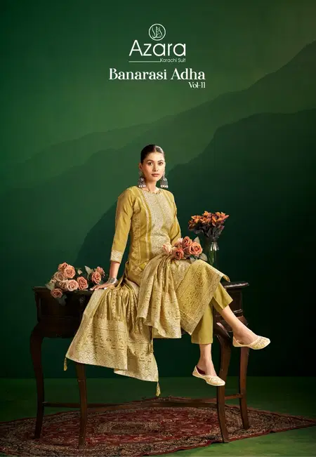 Banarasi Adha Vol 11 By Radhika Azara Cotton Jacquard Dress Material Wholesale